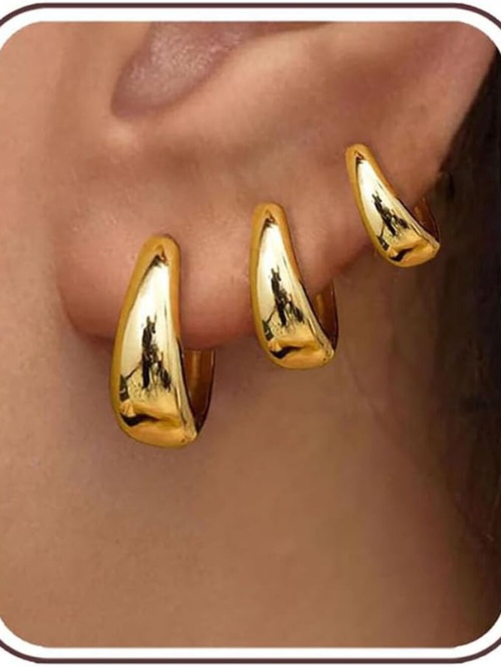 Dainty 3 Pairs of Gold Hoop Earrings - Hypoallergenic Huggie Jewelry for Women